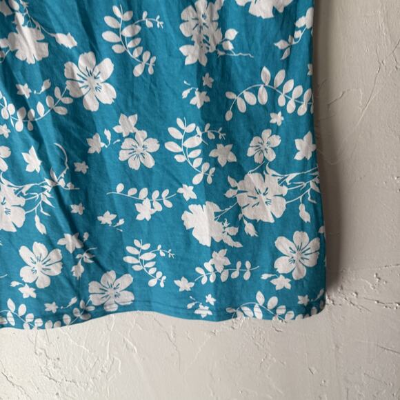 Vanity Y2k Hawaiian‎ Large Blue White Floral Strapless Tube Top Beach Summer - Picture 3 of 7